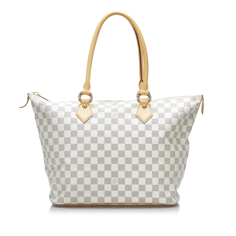 Louis Vuitton White Tote with Signature Damier Azur Design